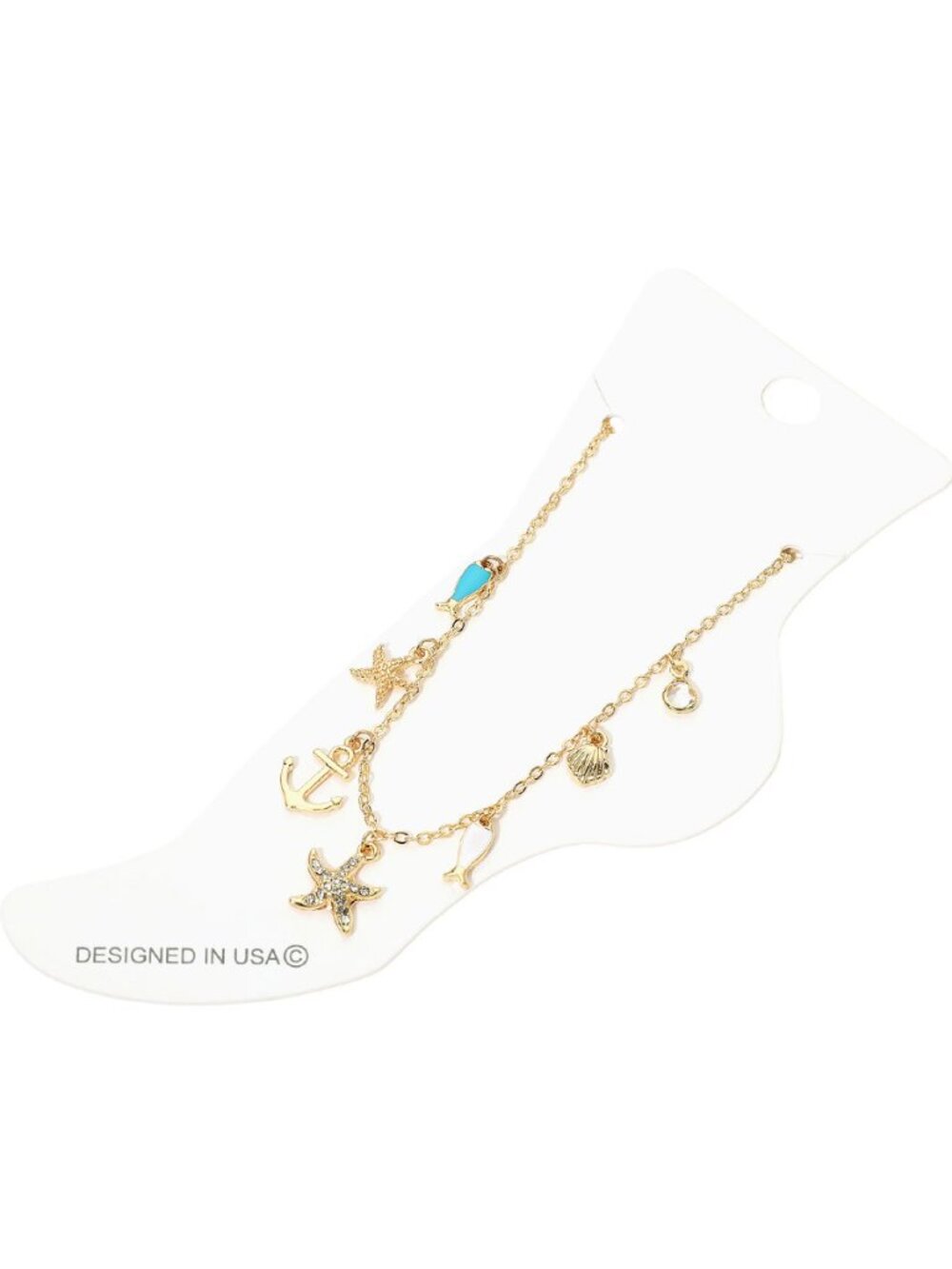 Tigerstars Starfish Anchor Fish Seashell Charm Station Anklet